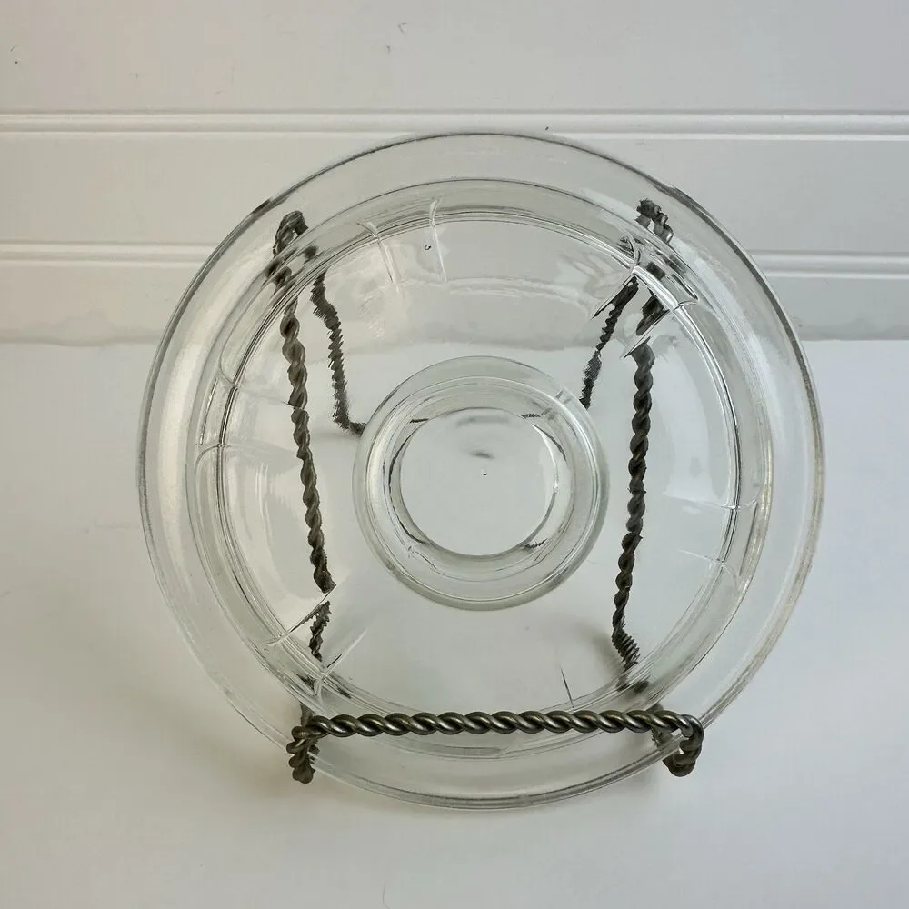 6” Diameter Clear Glass Candy Snack Jar Lid For 5” ID Opening Vintage Unmarked